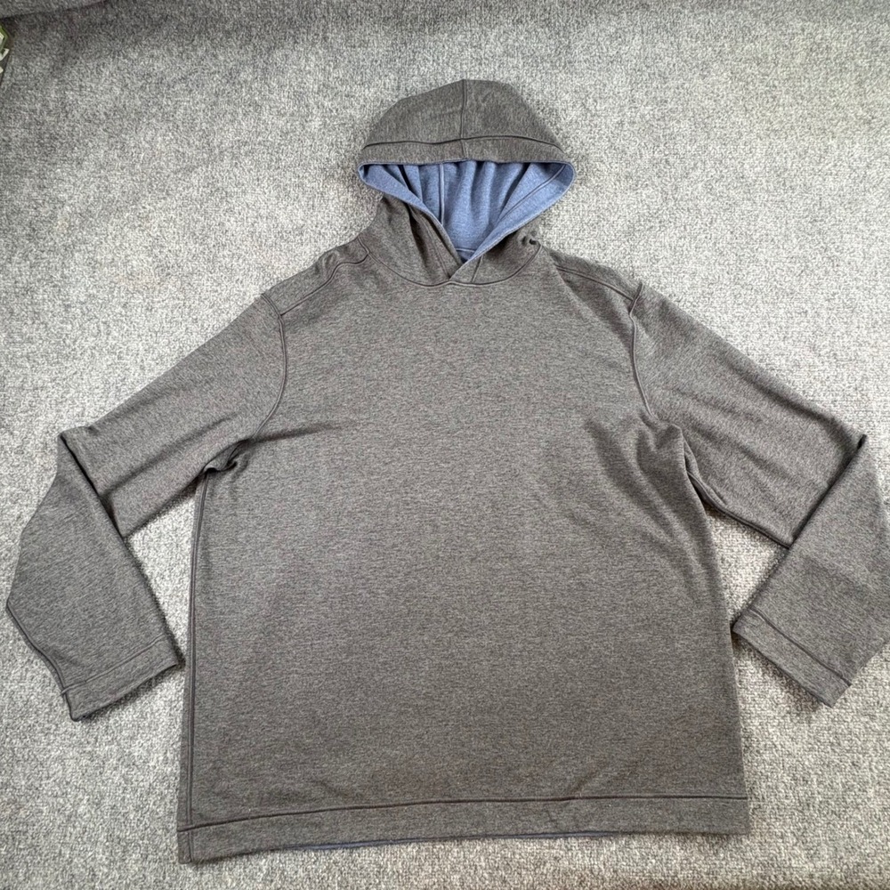 Johnston & Murphy Reversible Hoodie Mens XL Gray Blue Minimalist Pullover Casual